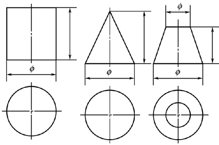 圖1-8圓柱-圓錐-圓臺鈑金件尺寸標注